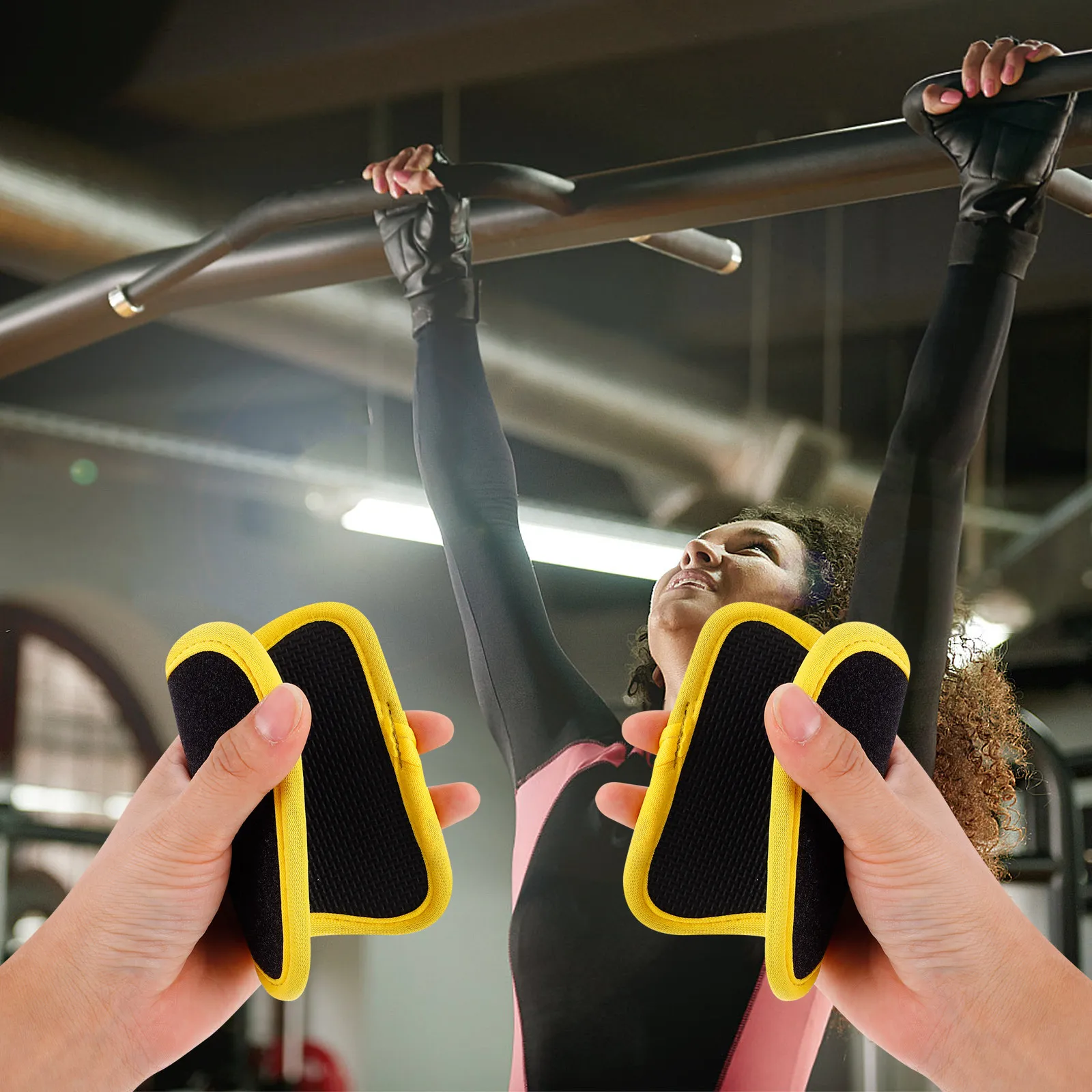 2Pcs Anti-Slip Pull-Up Bar Cover Pads Neoprene Polyester Grip Pads Gym Barbell Handle Covers Dumbbell Handle Protectors Fitness