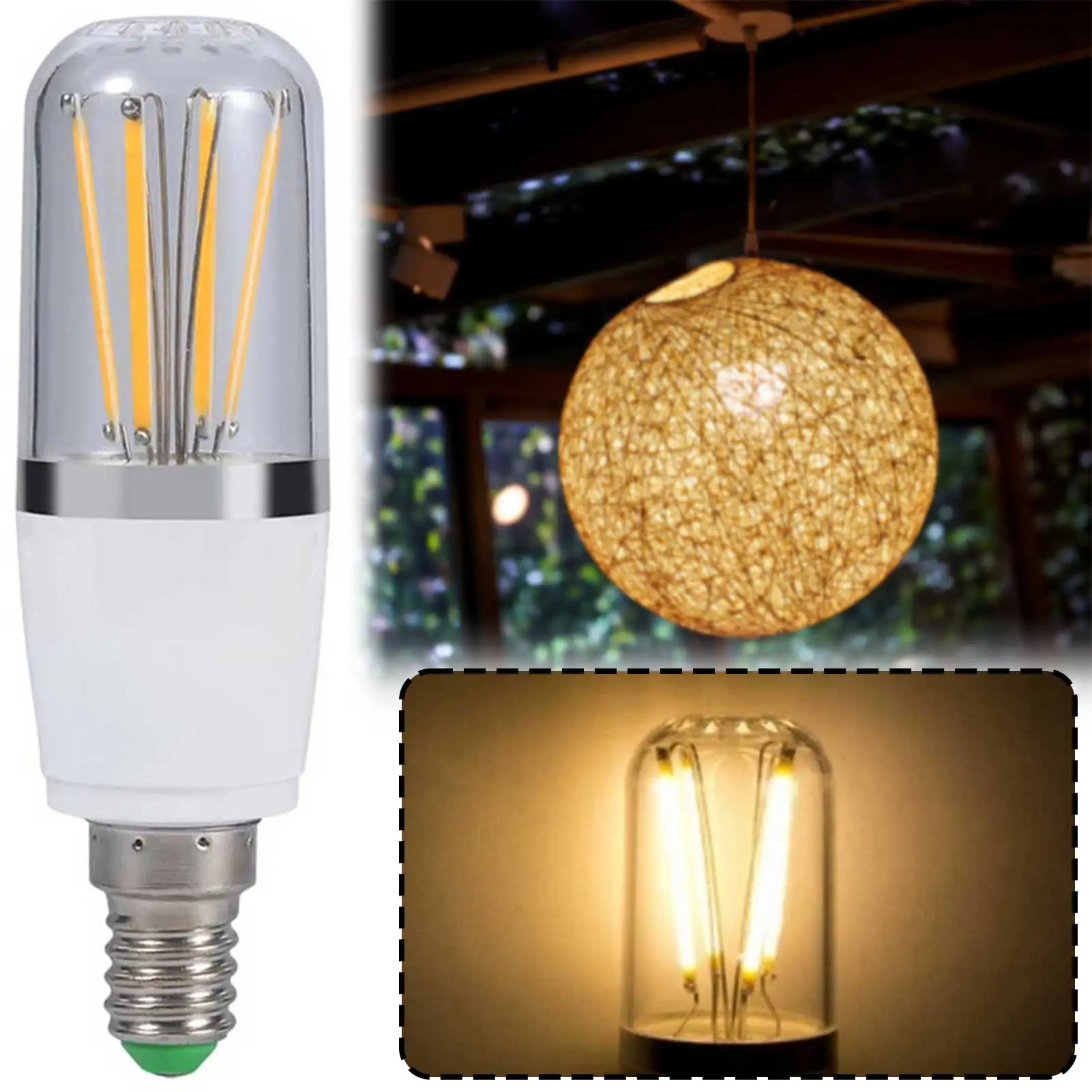 E14 LED Chandelier Light Lamp Filament Bulb Decorative Appliance Dimmable Living Angle Light 4W Home/Office Lighting Accessories