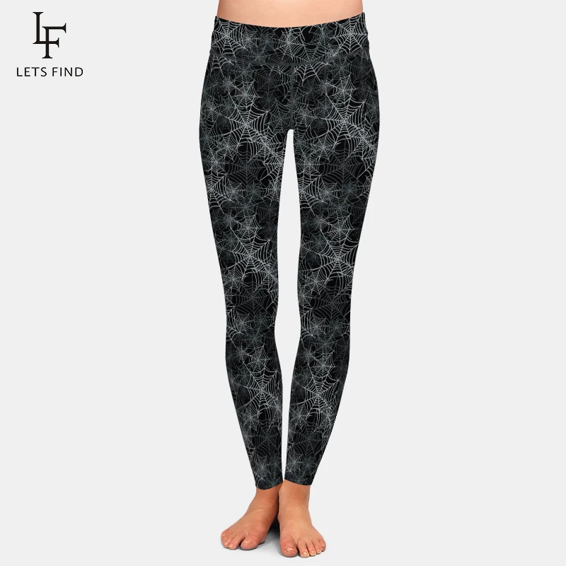 LETSFIND-mallas de entrenamiento para mujer, Leggings con estampado 3D de telaraña, cintura alta, elásticos, suaves y delgados, para Fitness