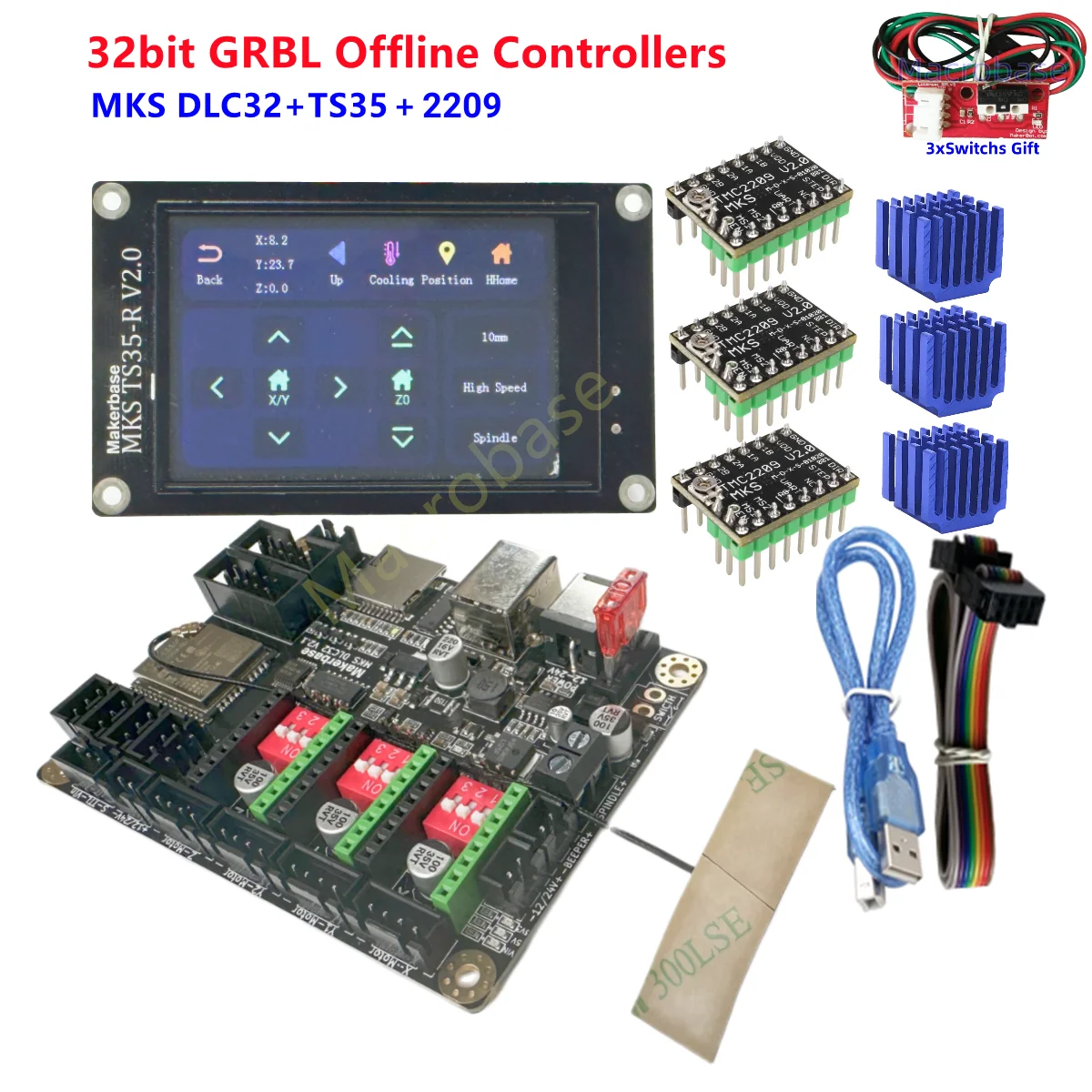 Kontroler GRBL Shield MKS DLC32 V2.1, karta sterująca TS35 LCD, kontroler CNC do aktualizacji mini drukarki, maszyny do grawerowania i znakowania.