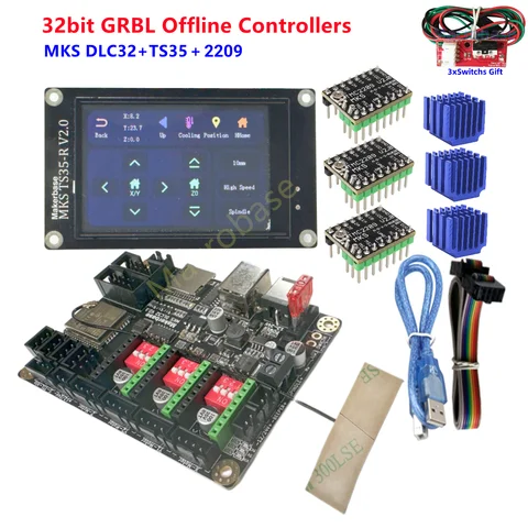 Controlador GRBL Shield MKS DLC32 V2.1, Tarjeta de Control TS35 LCD, Controlador de Actualización CNC para Mini Impresora, Máquina de Grabado y Marcado