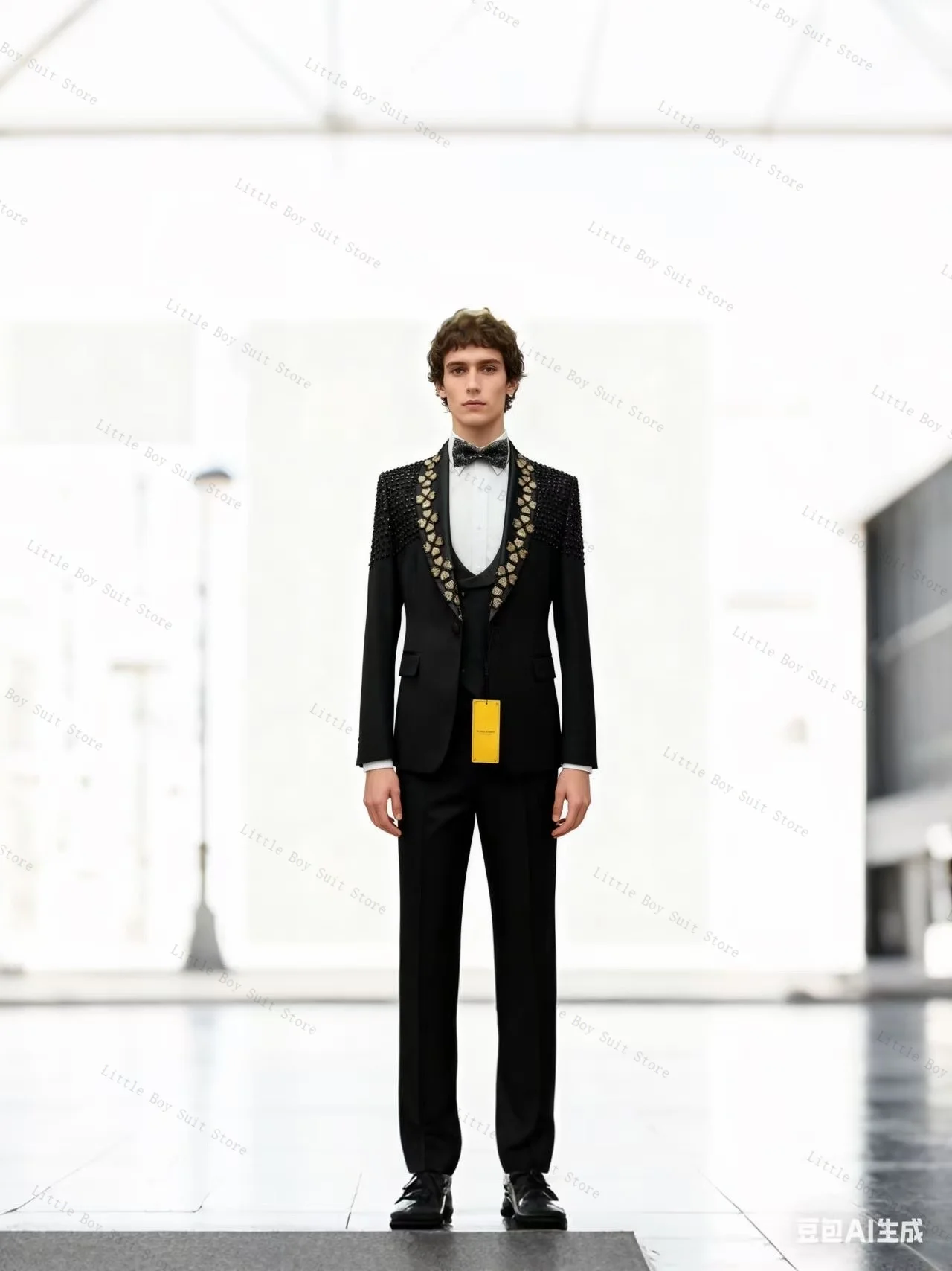 Cristaux noirs hommes costume ensemble 2 pièces mariage smoking Jacquard veste Blazer pantalon noir coton formel bureau fête manteau personnalisé