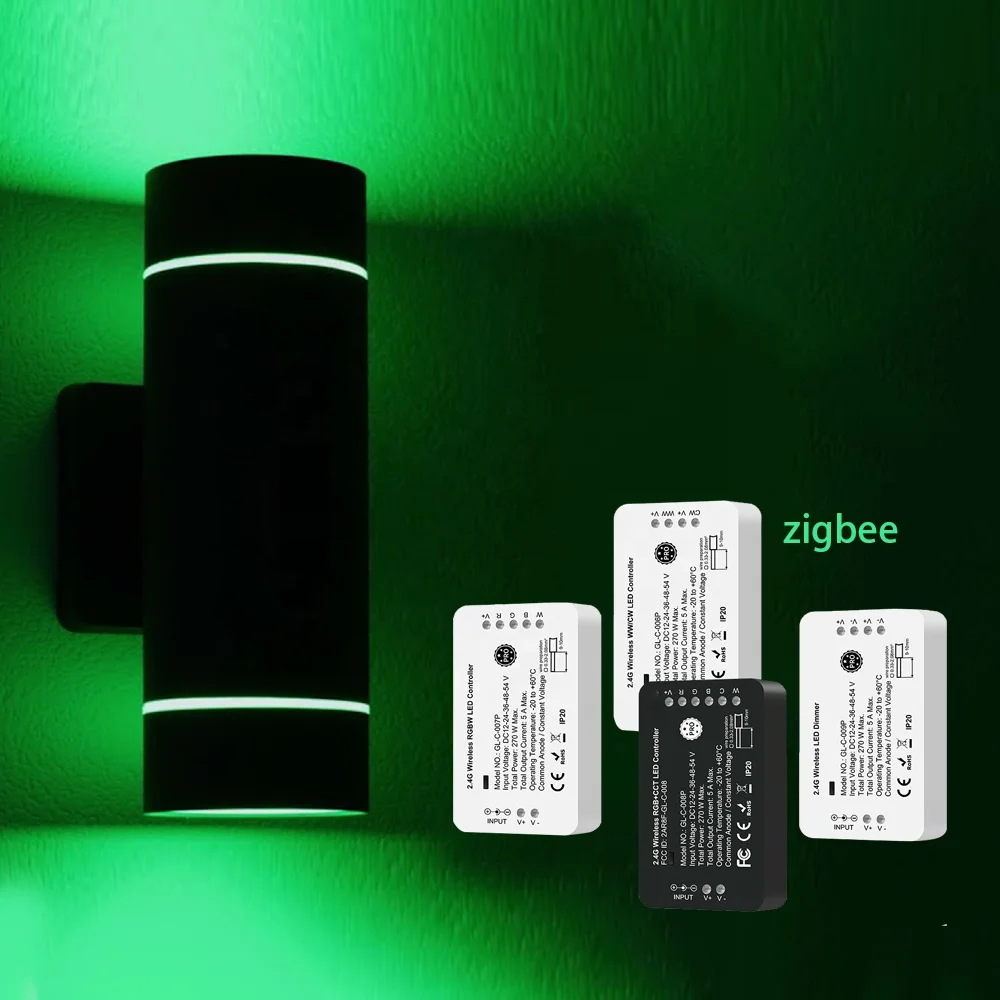 

Outdoor Garden up and Down Wall Light With Zigbee 3.0 Smart DC12-54V Pro RGBCCT/RGBW Controller20W Double Head RGB LED Spotlight