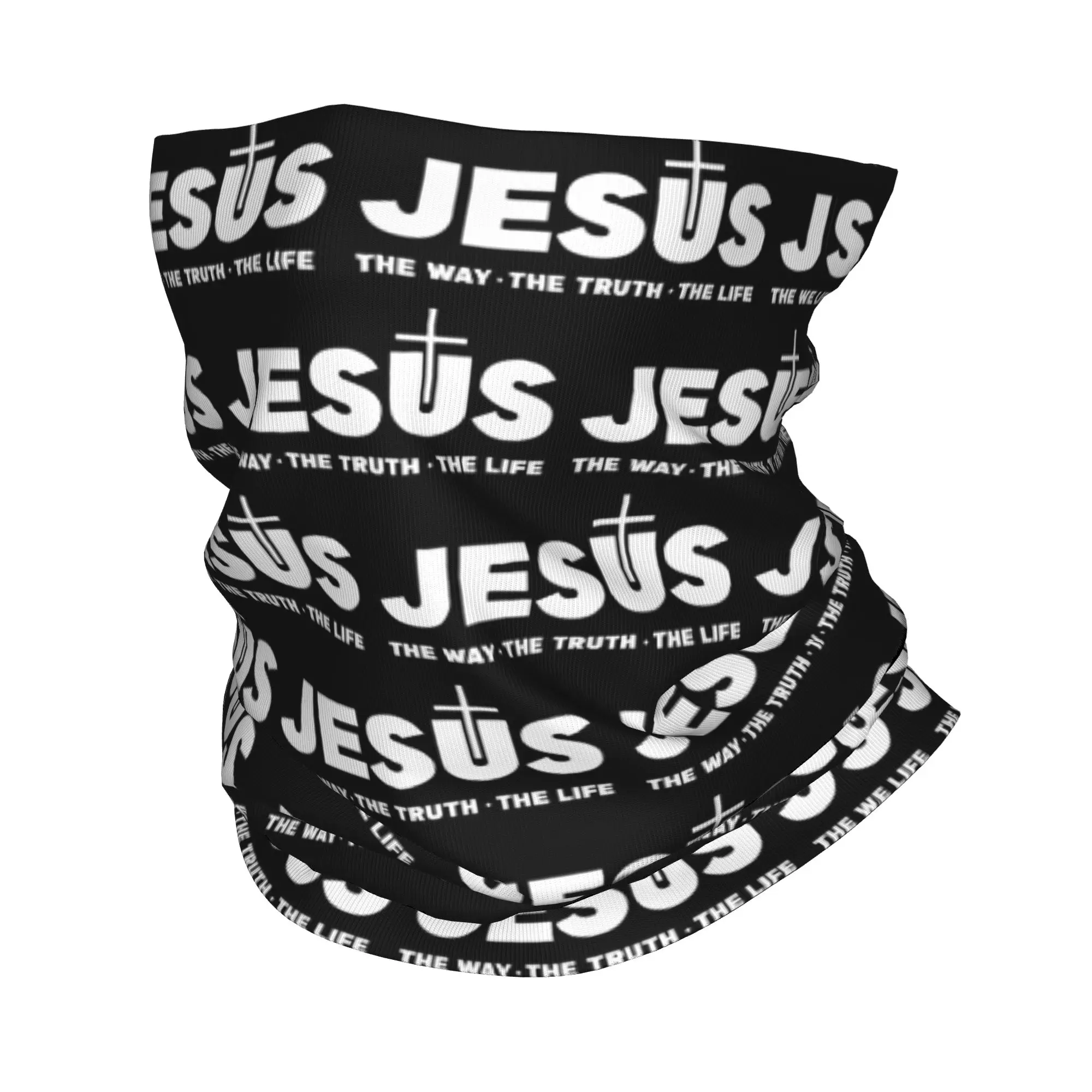 Jesus Christ The Way The Truth The Life Neck Gaiter UV Protection Winter Religion Christian Faith Bandana Scarf for Ski