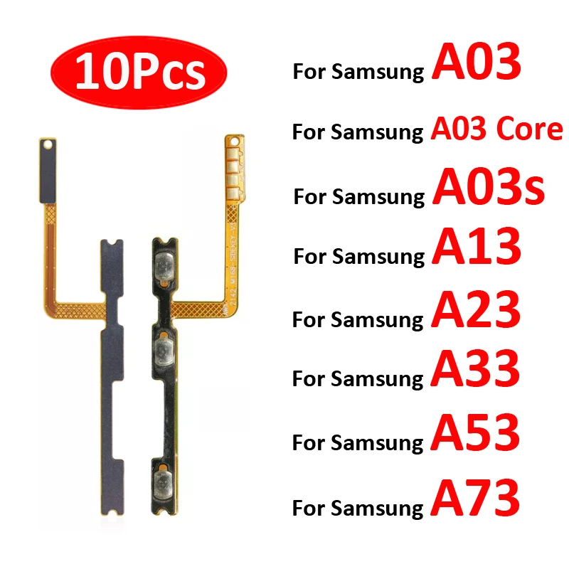 

10Pcs For Samsung Galaxy A03 Core A03s A02s A13 A23 A33 A53 A73 5G Phone New On Off Power Volume Button Key Switch Flex Cable