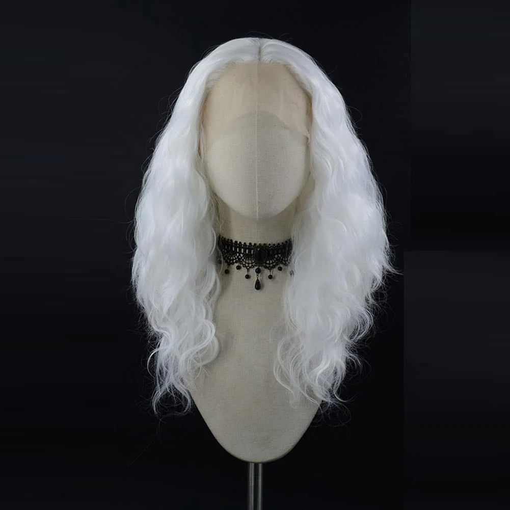 بيرناردو باروكة شعر امامي اصطناعي قصير مموج شعر ابيض باروكات للنساء شعر طبيعي باروكة شعر امامي تأثيري