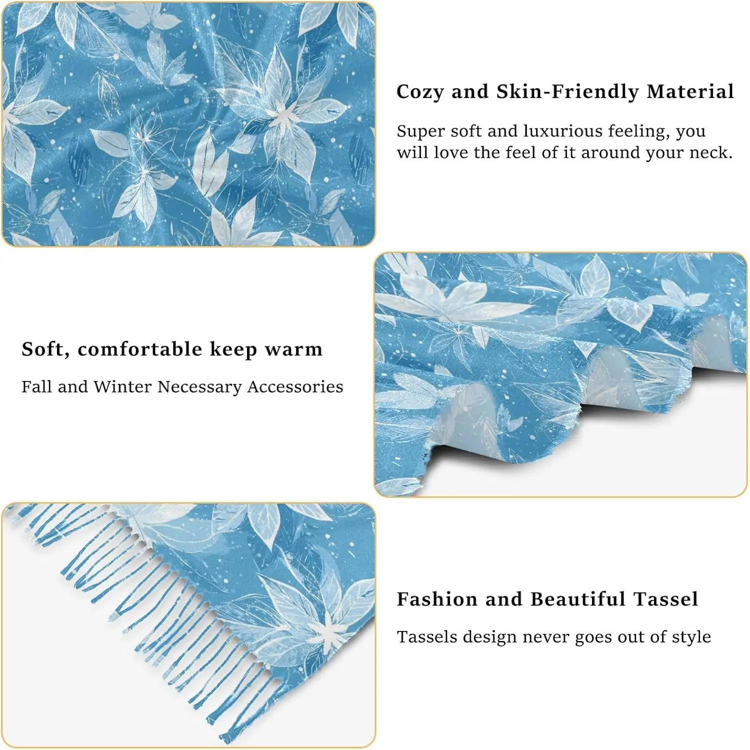 عيد الميلاد نمط الأزهار الطفل الأزرق شالات ويلتف الشتاء الكشمير وشاح لطيف السيدات هدايا عيد الميلاد #5