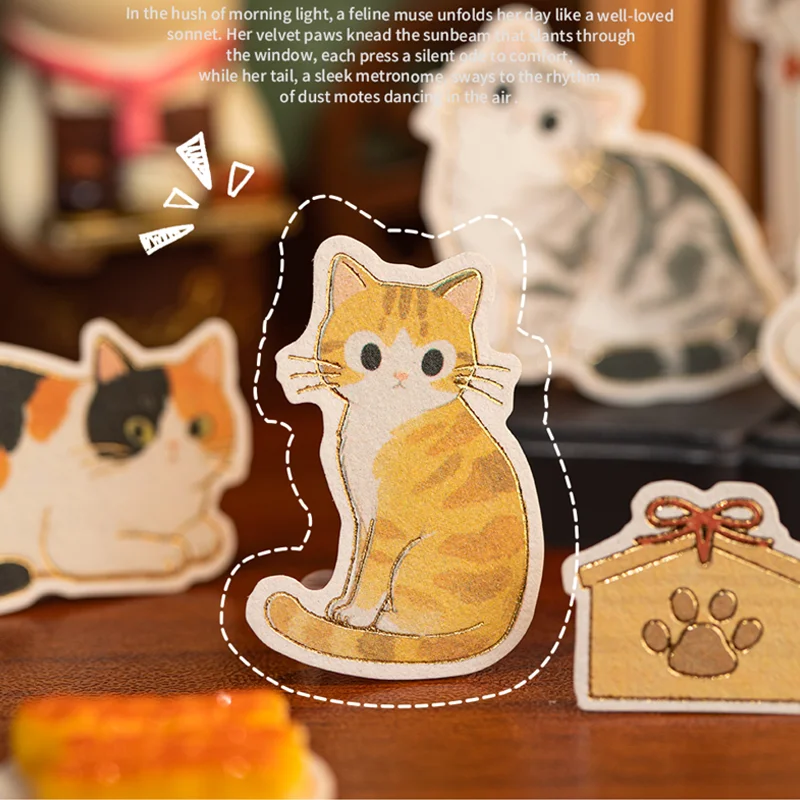 

4 пакета, горячая фольга, наклейки с изображением кошки для журнала, скрапбукинга, планировщика, украшение для молочных продуктов, милые животные, золотая фольгированная наклейка, бумага