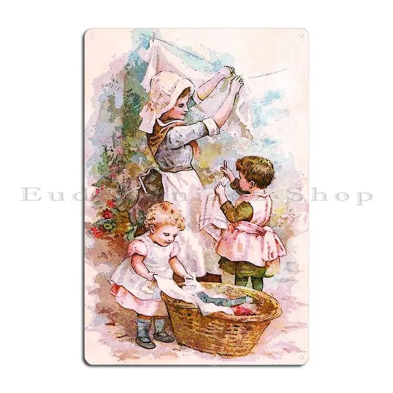 Mothers Helpers On Laundry Day Metal Plaque Poster Printed Wall Pub Wall Create Custom Tin Sign Poster