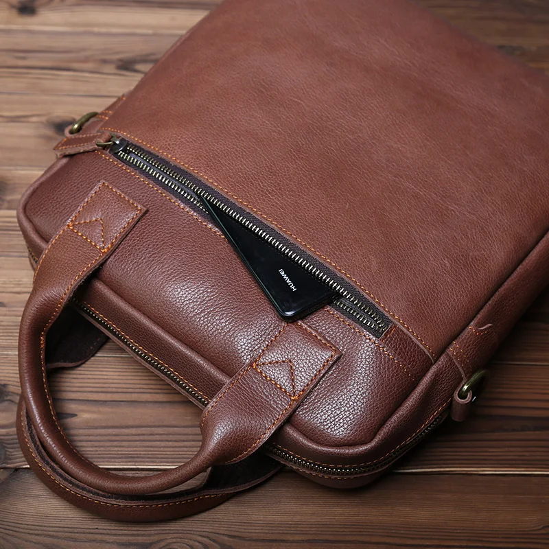 NZPJ Neue Retro Leder herren Handtasche Top Schicht Rindsleder Vertikale Einzigen Schulter Umhängetasche Briefträger Aktentasche Computer Tasche – Detail 17