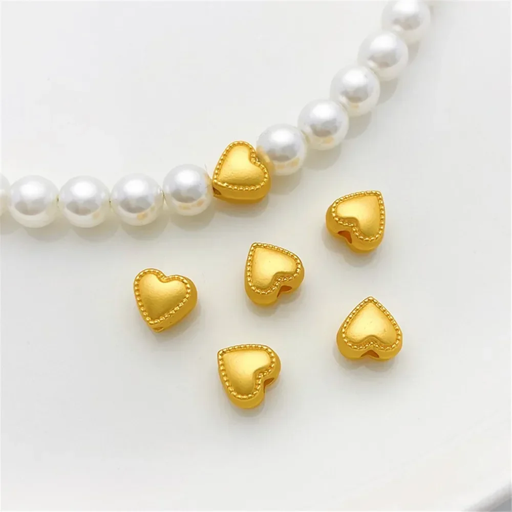 Ancient Gold Lace Peach Heart Beads Love Loose Beads Handmade DIY String Bracelet Necklace Jewelry Material Accessories