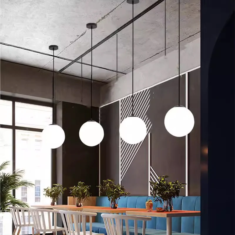 Dining Room Hanging Lamp Globe Glass Ball Pendant Light Ceiling Chandelier Living Room Bedroom Lamp Cafe Study Room Kitchen Home
