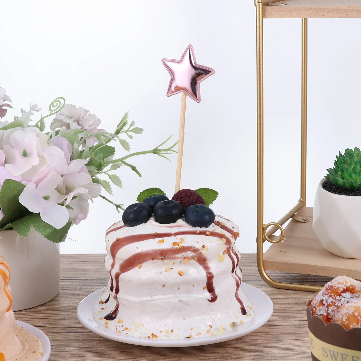 

50Pcs Star Cake Picks Exquisite Birthday Cupcake Toppers PU Material Safe for Decorating Stand Out Accessories