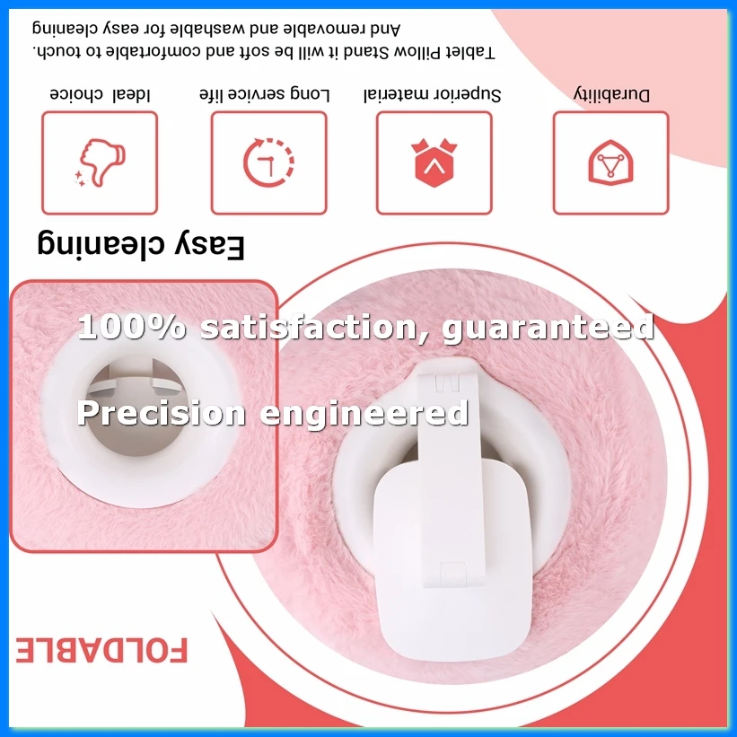 Adjustable for Pillow Stand Reading Support with Fuzzy Bowl 360° Phone Holder for Bed Pink-A09I