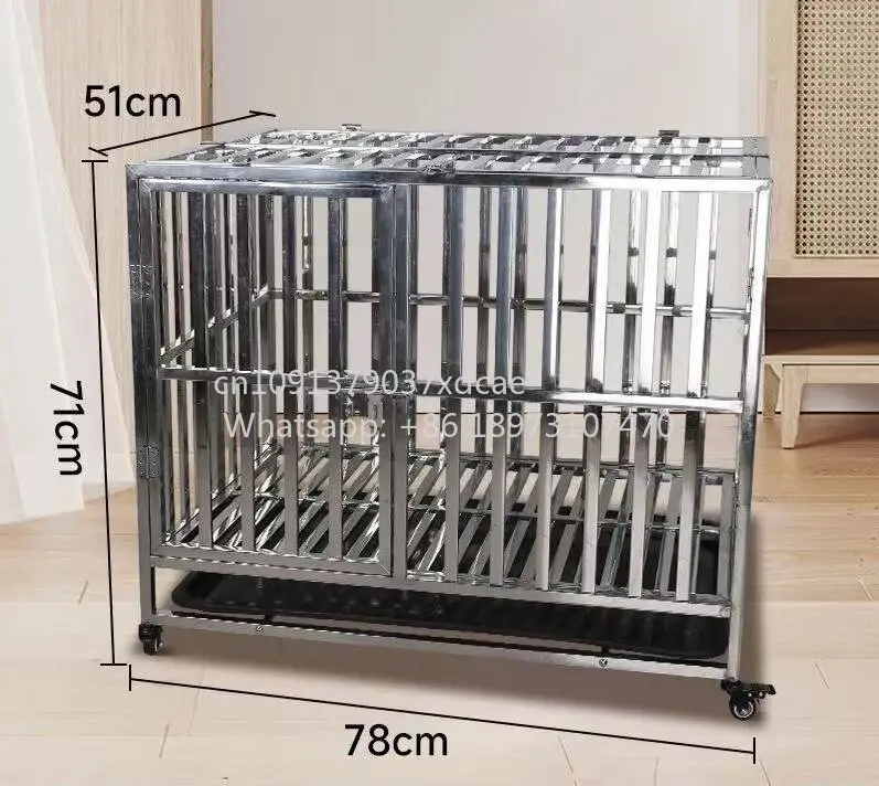 Foldable Stainless Steel Metal Dog Cage With Simple Animal Patterns, Pet Squeeze Injection Cage With Crate For Picking Up Pets.