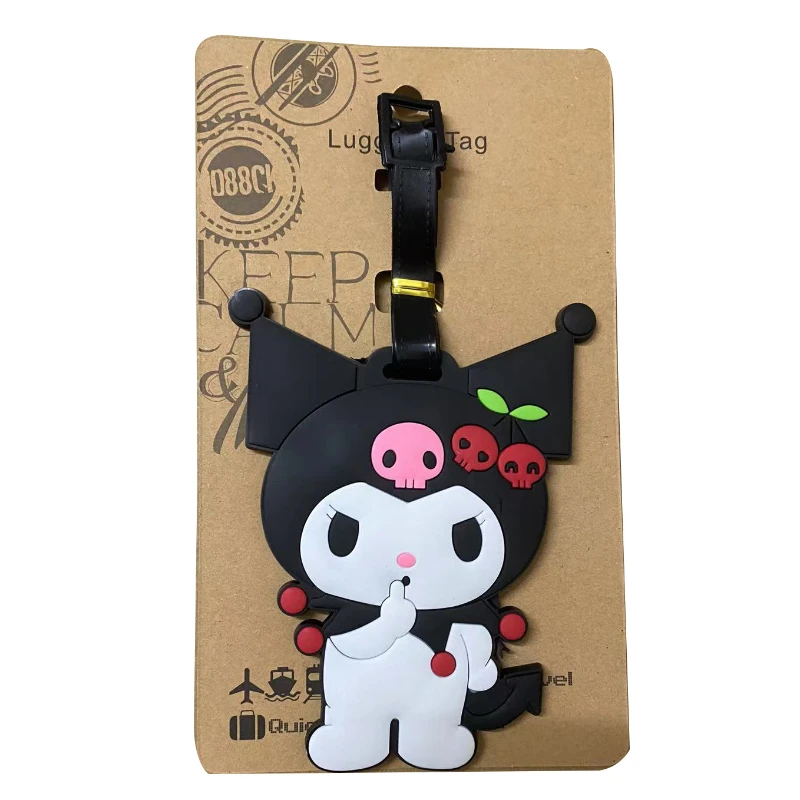 kawaii sanrio cartoon melody luggage tag cute tag kuromi twin star cinnamon dog boarding pass suitcase tag anime christmas gift