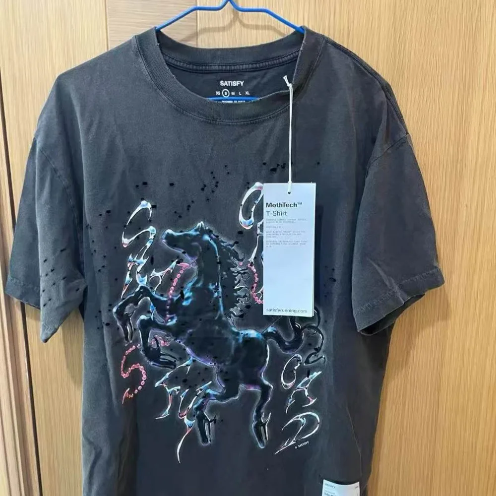 SATISFY sports and leisure horse print short-sleeved T-shirt