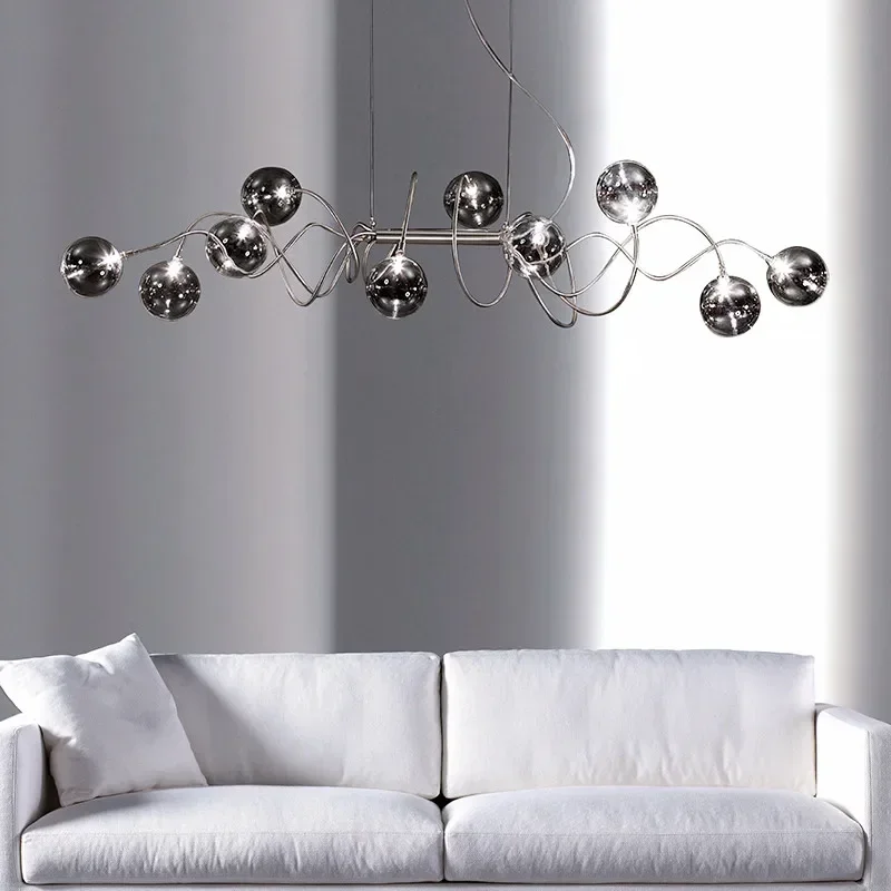 

Nordic Living Room LED Glass Pendant Lights Dining Bedroom Cafe Hanging Lamps Home Decor Modern Magic Bean Molecular Chandelier