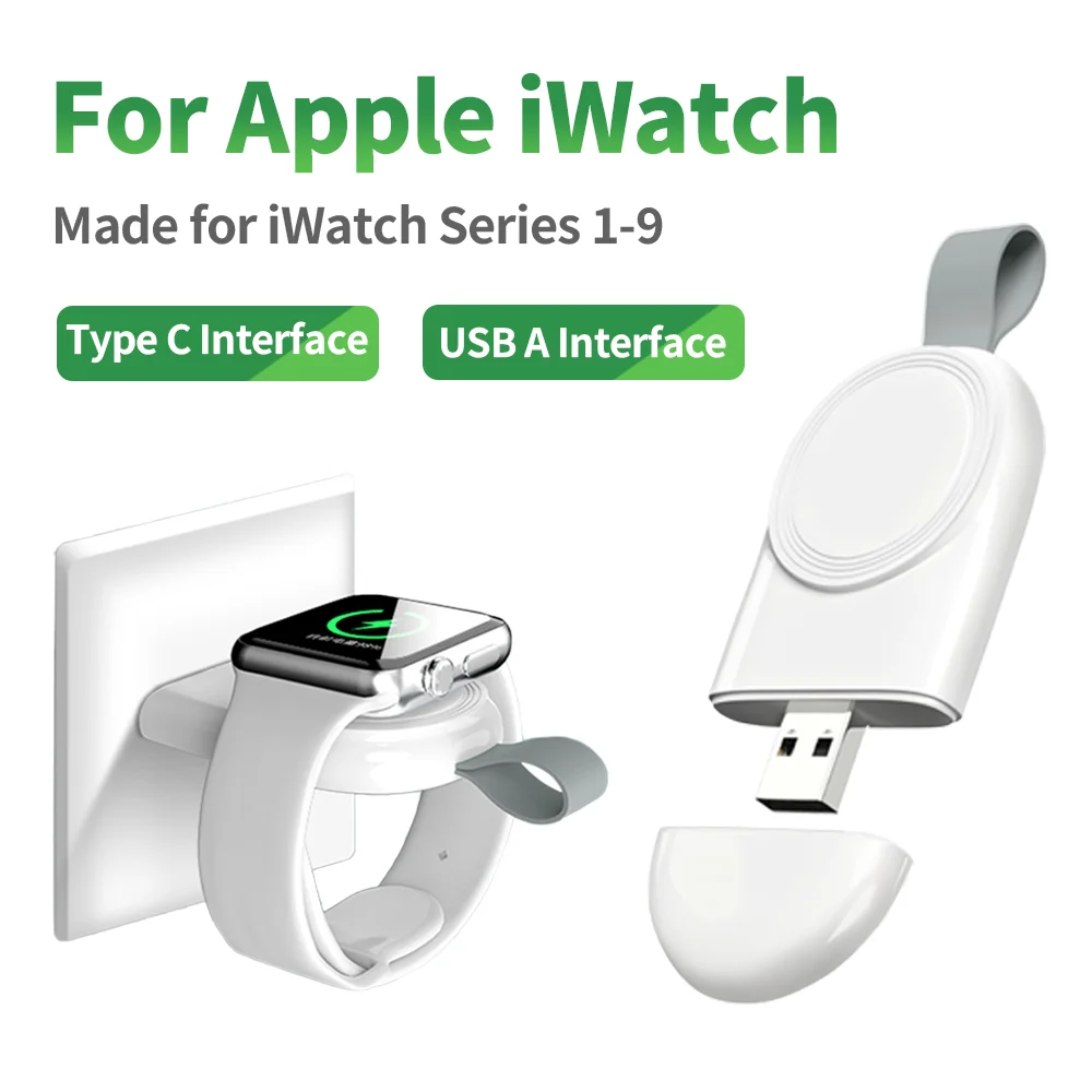 

For Apple Watch Magnetic Wireless Fast Charger Portable USB A Type C Cable Convert Charging Pad For iWatch Series 9 8 Ultra 2 SE