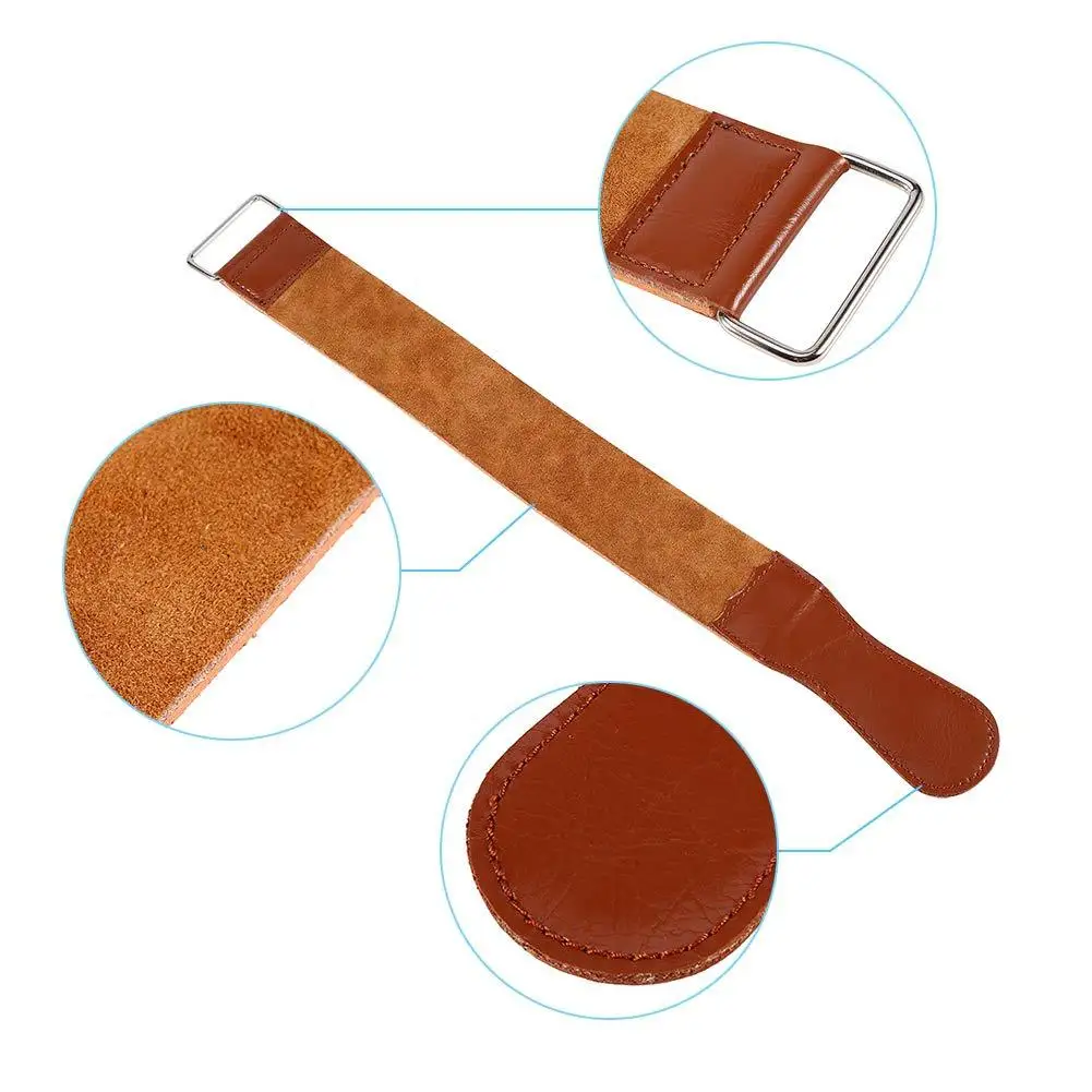 Genuine Leather Razor Strop, Double-sided Usable Sharpening Cloth, Straight Razor Grinding Polishing Barber Tool Accessories