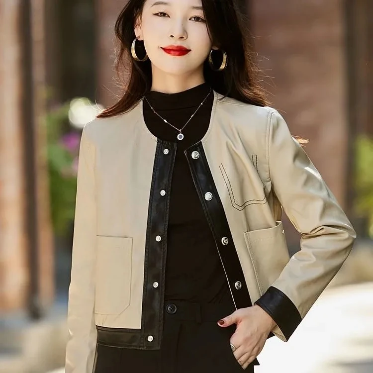 Women's Leather Jacket Light luxury Elegant Smallfragrance Short Spring Autumn Style Women's Jacket Western Fashionable Jacket