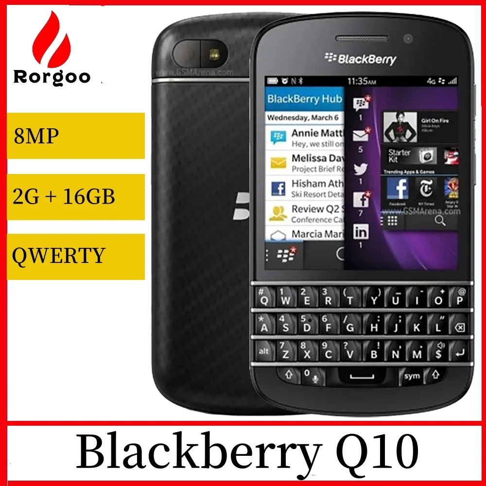 Оригинальный мобильный телефон Blackberry Q10 4G, 3,1 дюйма, 2 ГБ ОЗУ, 16 ГБ ПЗУ, 8 МП, QWERTY, клавиатура, мобильный телефон, двухъядерный смартфон BlackBerryQ10