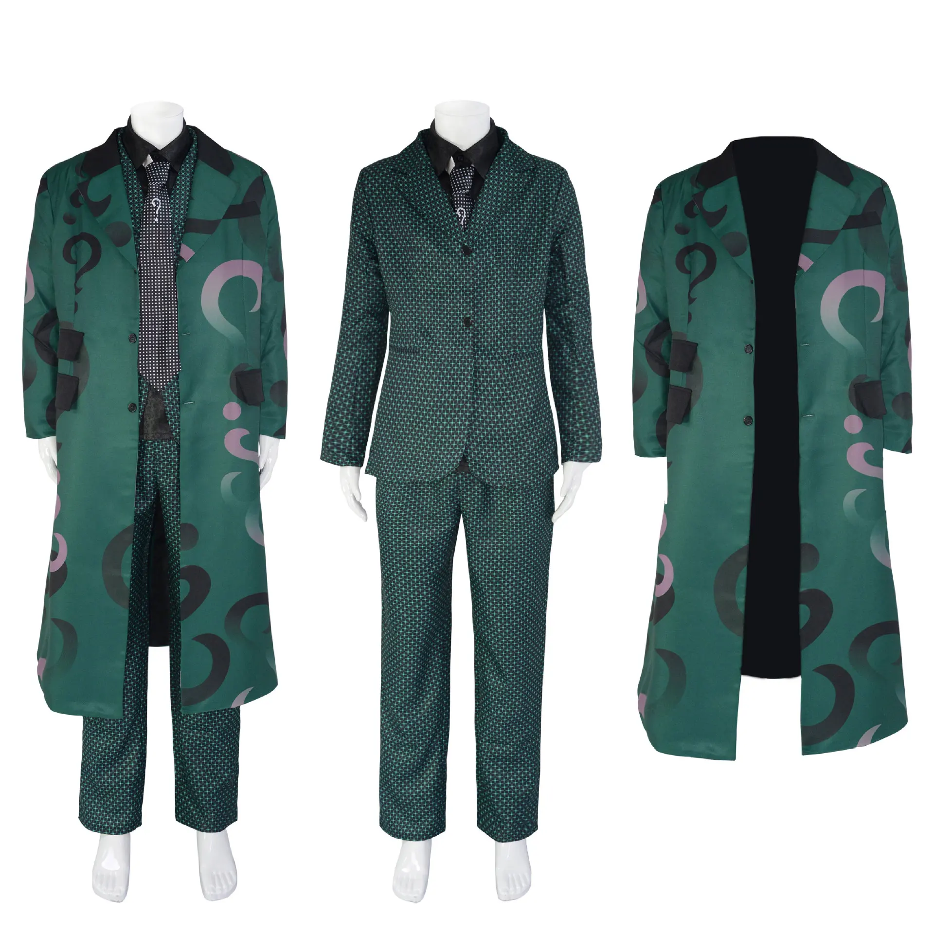 

Movie Gotham Riddler Edward Nygma Cosplay Costume Men Uniform Suit Windbreaker Coat Shirt Vest Pants Halloween Anime Outfit