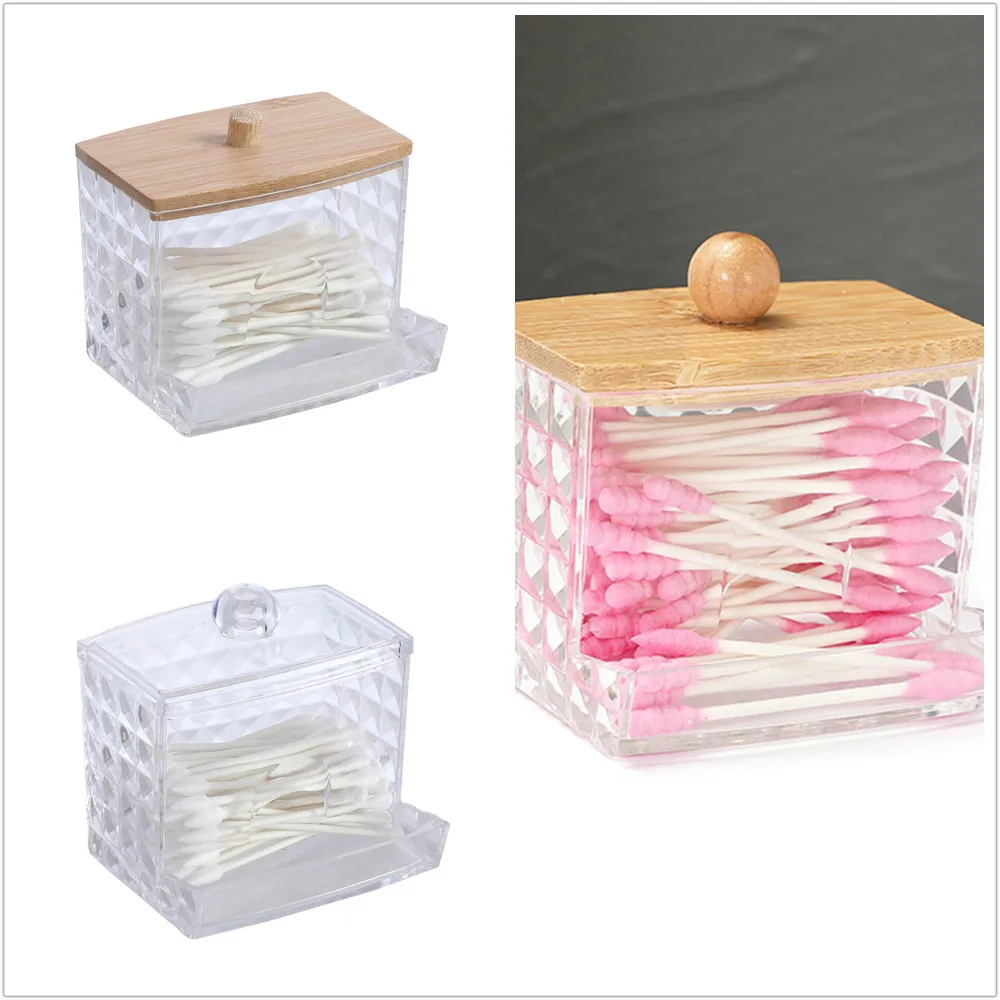 

Cotton Round Pad Holder Desktop Storage Case Makeup Jewelry Transparent Display Organizer Box Dustproof Cotton Swab Storage Box