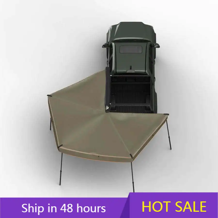 

YTYIN Outdoor Camping 2M/2.5M Retractable Awning Lightweight Canvas Free Standing 270 Degree Sun Protection for Rooftop Tent