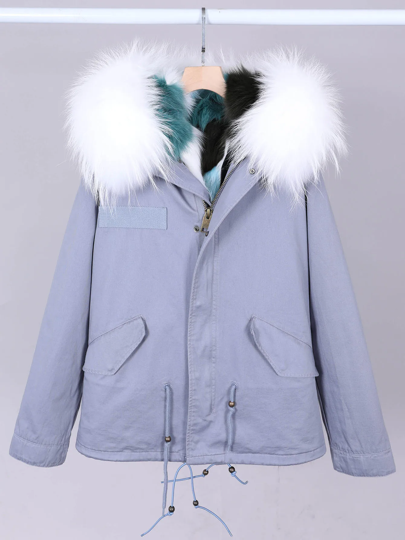 MaoMaoKong 2025 New Real Fur Coat Hooded Woman Winter Parkas Natural Fox Fur Collar Warm Jacket Removable Lining Female Clothing