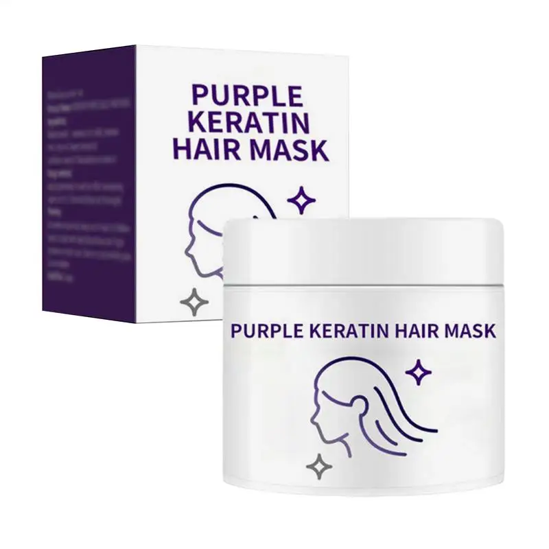 Lila Keratin-Haarmaske, trockenes Haar, feuchtigkeitsspendende Haarspülung für Elastizität, Tiefenpflege, Stärkungsmittel