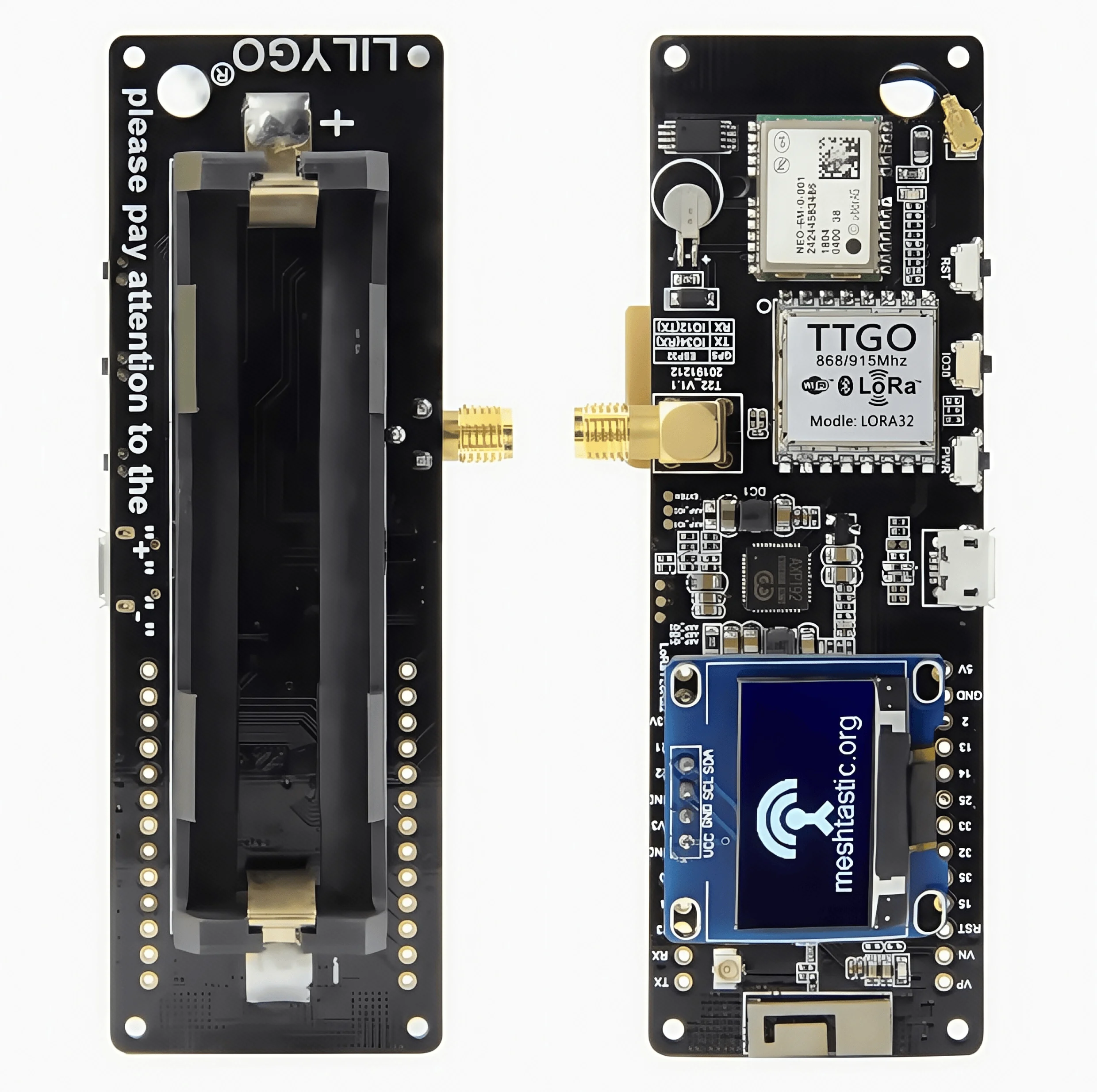 

LILYGO® TTGO Meshtastic T-Beam V1.2 ESP32 LoRa Development Board 433MHz 868MHz 915MHz 923MHz WiFi BLE GPS OLED Display AXP2101
