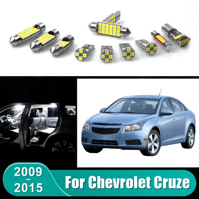 For Chevrolet Cruze 2009 2010 2011 2012 2013 2014 2015 6pcs Car LED Bulbs Interior Dome Reading Lamp Trunk Light Accessories