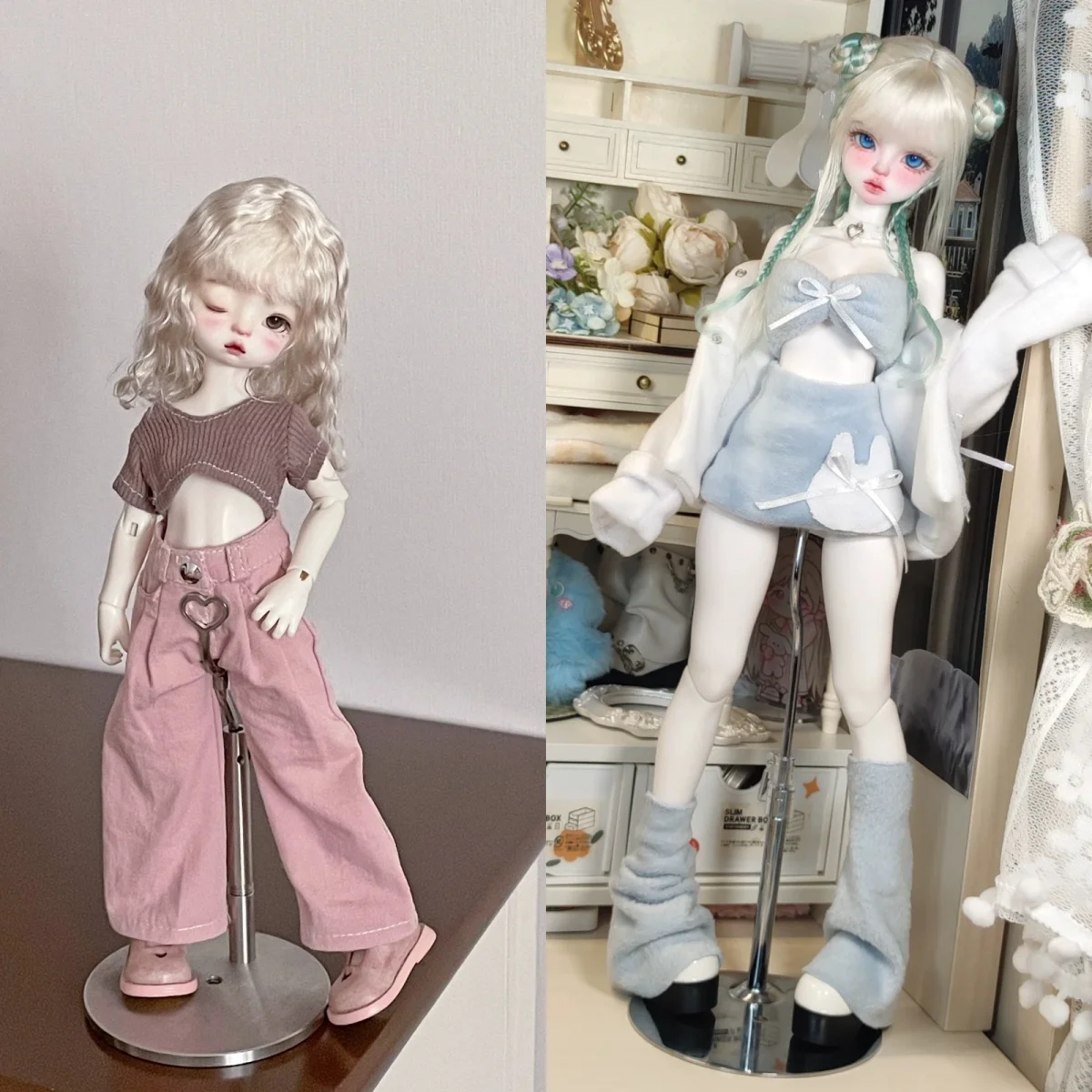 

【Clothing Only】1/6 Female Doll's Clothing Accessories Short-sleeved Knit Workwear Wide-leg Pants Fit Girl Action Figure For OB24