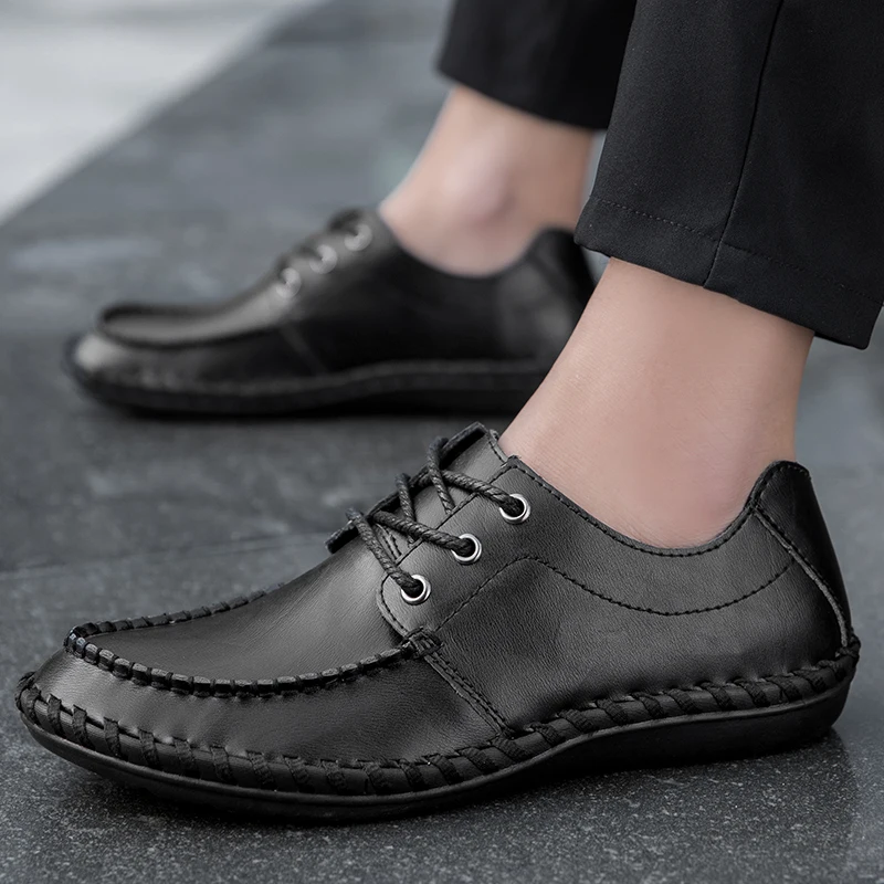 

Cow Leather Mens Shoes handmade sewing Comfortable Casual Leather Shoes Men oxfords black Moccasins men Driving Shoes