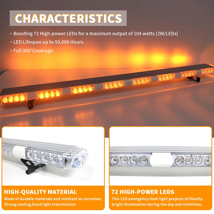 DC 10-30V Full-size Ultra-Slim LED Warning Light Bar For Emergency Vehicles (ambulance,Tow Truck, EMS, Utility)