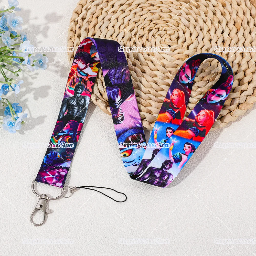 Cartoon Anime K-pop Demon Hunters Mobile Phone Lanyard Huntrix Saja Boys Derpy Tiger Neck Tag Pendants Creative Design Gifts