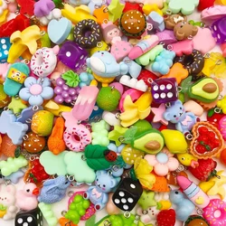 Randomly Mix 10/20pcs Colorful Resin Charms Cute Imitation Animal Fruit Food Series Pendants For DIY Jewelry Making Accessories