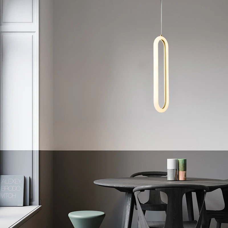 Minimalismo LED Pendant Lights para quarto, iluminação de bar, decoração de casa, lâmpada nórdica, luminárias, bar, ouro, preto