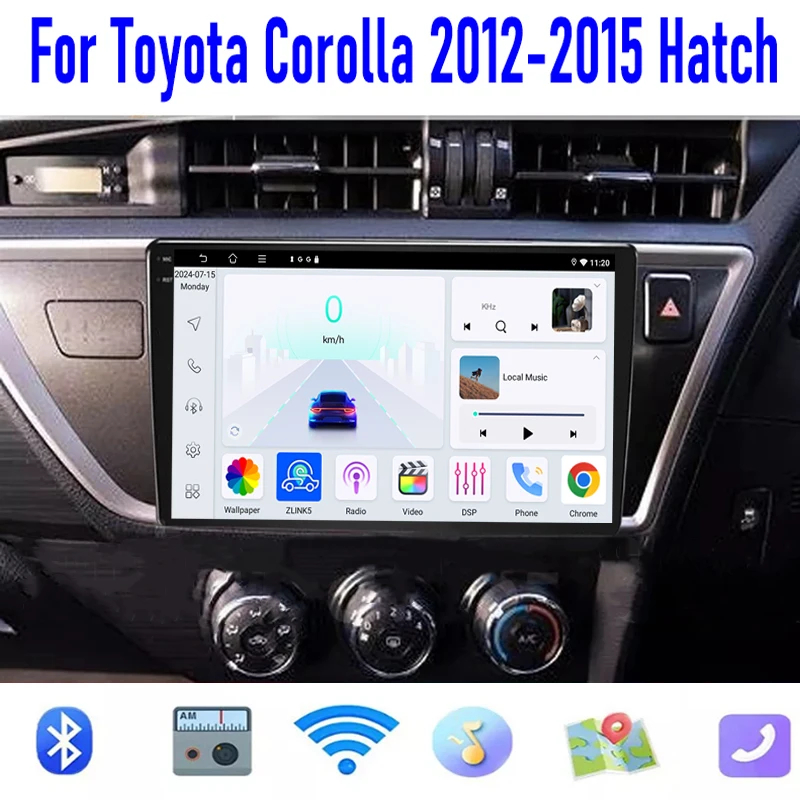 

4-64GB GPS 10" For Toyota Corolla 2012-2015 Hatch Car Radio Stereo Wireless Carplay Apple Android 13 Auto Head Unit Navi WIFI