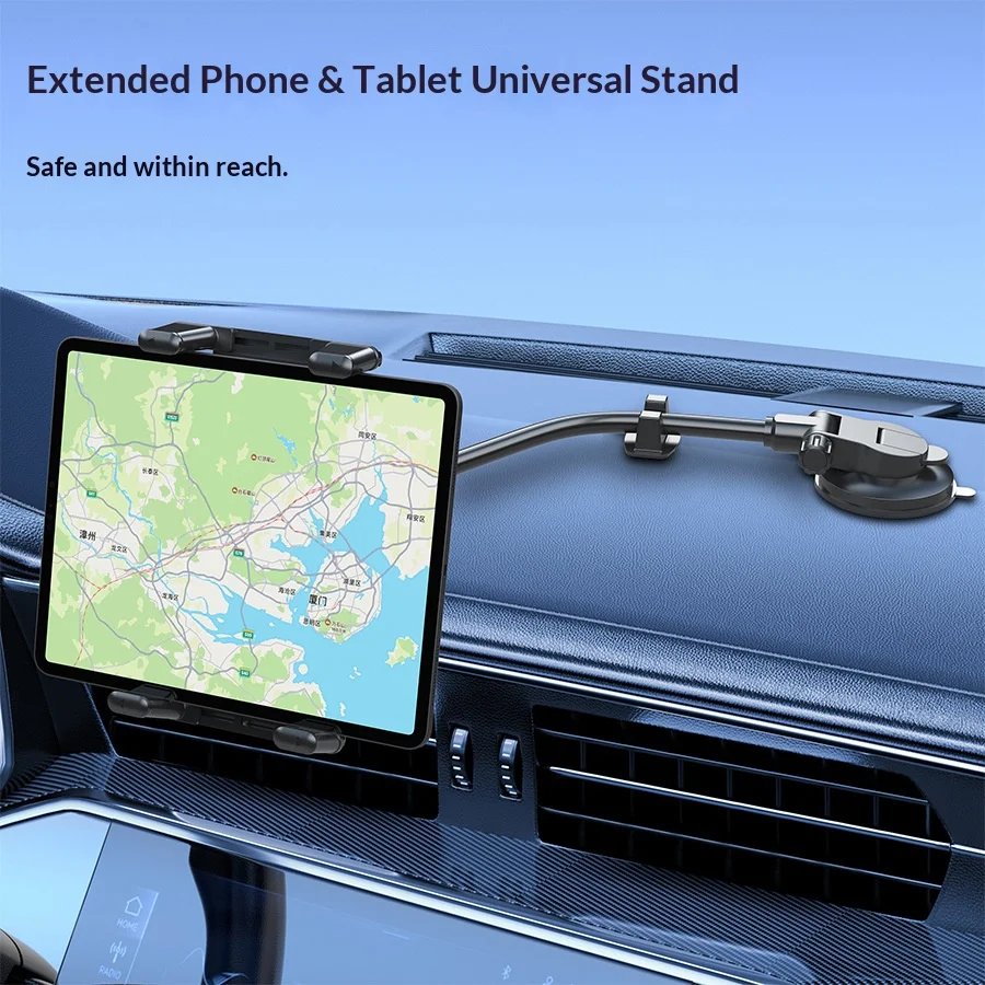 HOMEFISH Car Suction Cup Extend Hose Mount Universal Phone Pad Holder For Van Bus Tablet Bracket