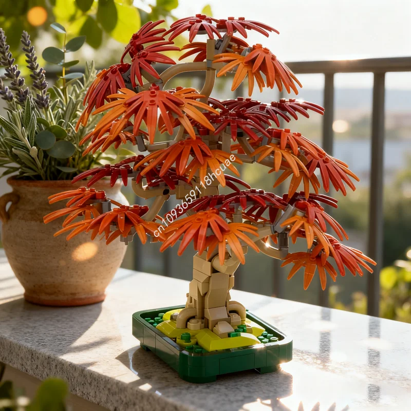 740 stücke MOC MOD Japanischen Ahorn Baum Herbst Bushier Modell Bausteine Architektur Spielzeug Weihnachten Geschenk Idee Bildung Ziegel Kinder