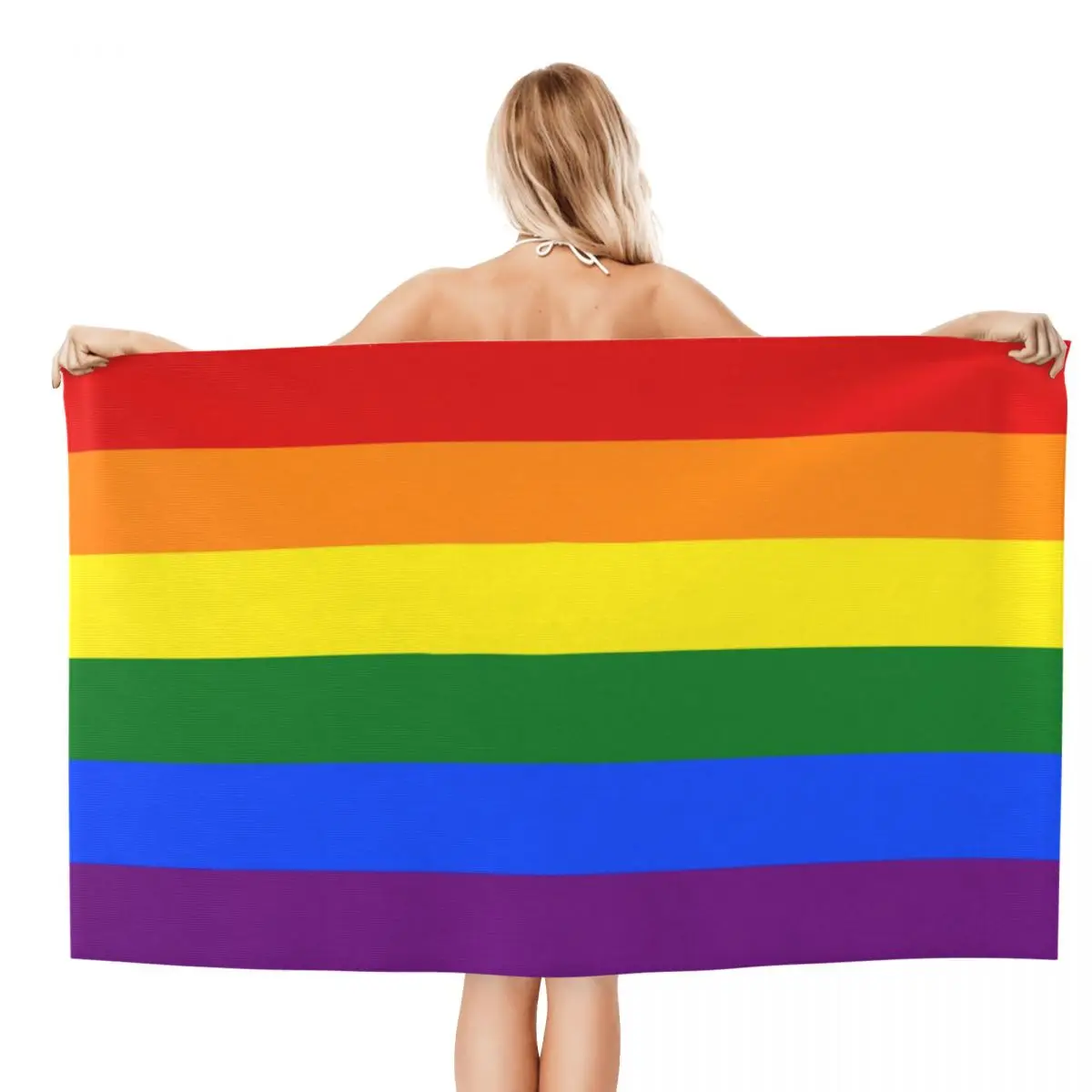 Custom Gay Pride LGBT Rainbow Flag Breathable Microfiber Beach Bath Towel Quick Dry LGBTQ Lesbian Bathroom Sports Towels