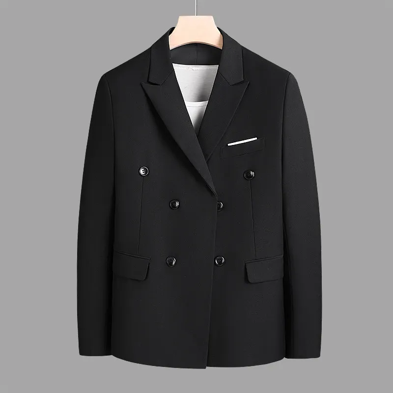 Blazer décontracté croisé pour homme - Printemps et automne - Coupe ajustée haut de gamme - Tenue de