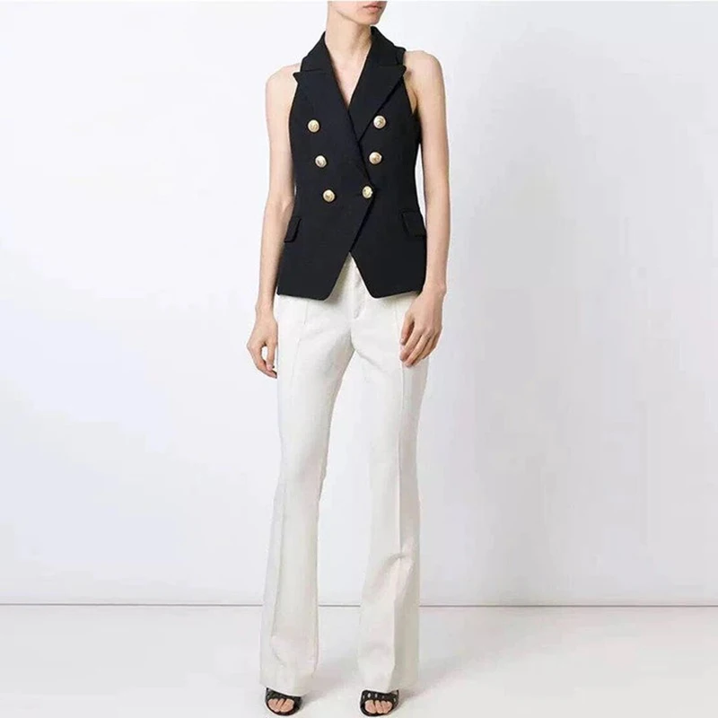 Women's Suit Vest Double Breasted Casual Fashion Slim Jacket Business Work Wear Professional Women's Vest