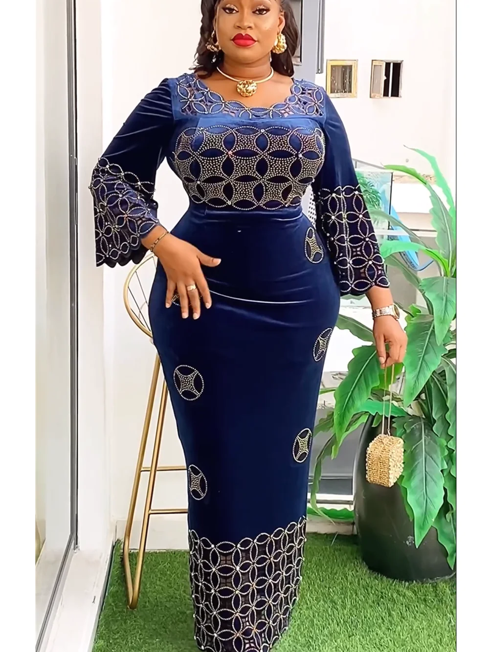 Plus Size African Party Dresses for Women 2025 New Fashion Dashiki Ankara Velvet Wedding Gowns Elegant Turkey Muslim Maxi Dress