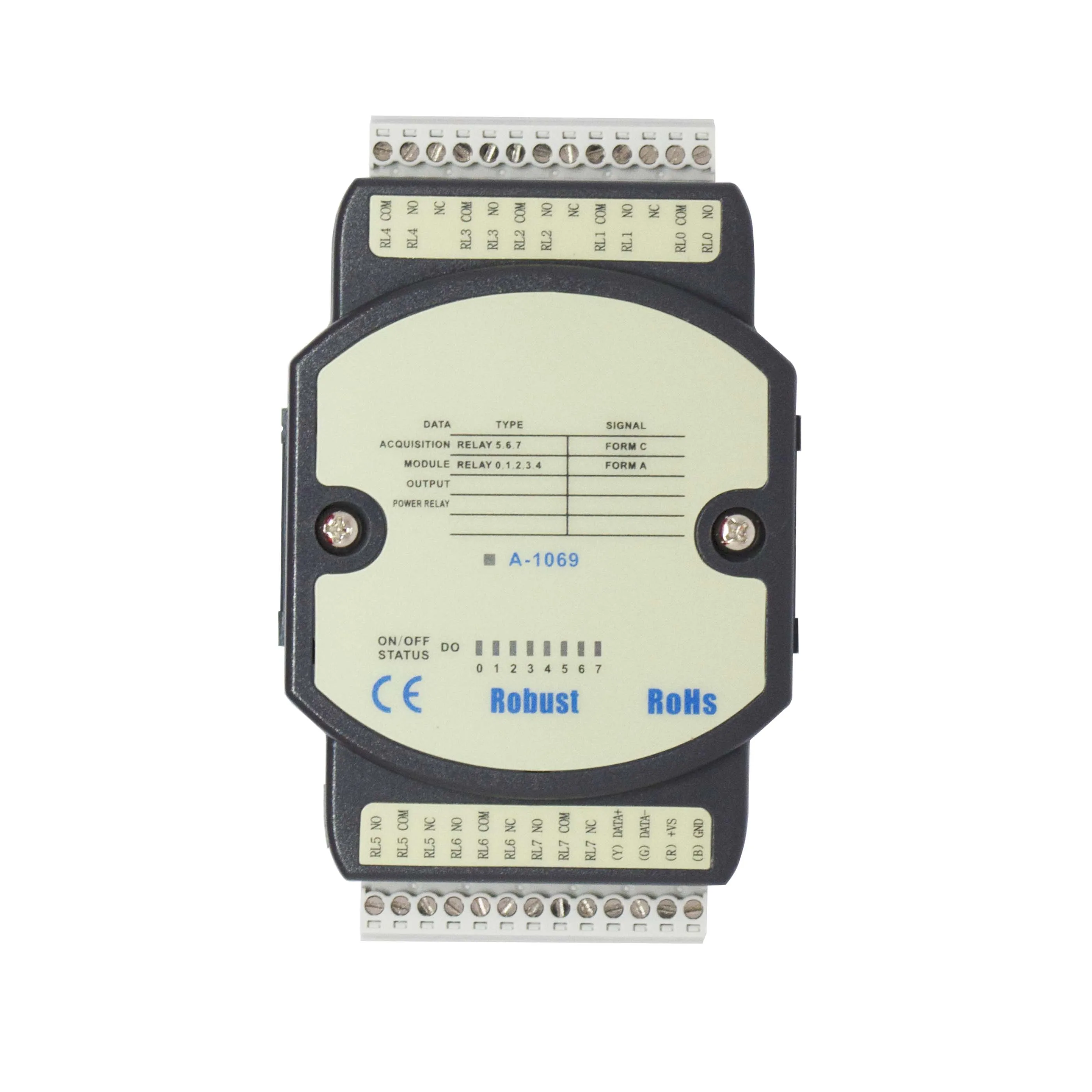 Modul IO Digital Pasokan Pabrik ATC Mengumpulkan Modul Output Relai Daya 8DO Mendukung Modbus RTU RS-485 Port A-1069