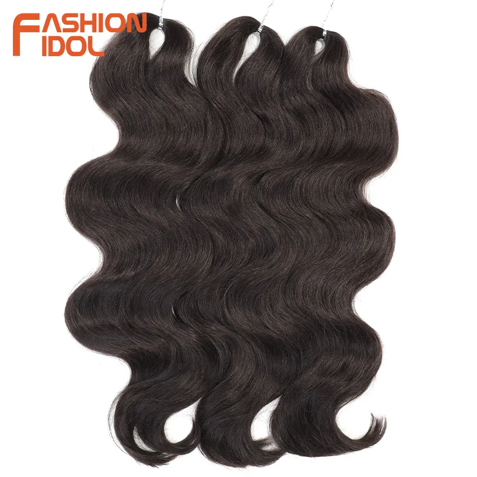 FASHION IDOL 24inch 300g/3pcs Body Wave Crochet Hair Synthetic Hair Braids Ponytail Fake Hair Wavy Ombre Blonde Hair Extensions