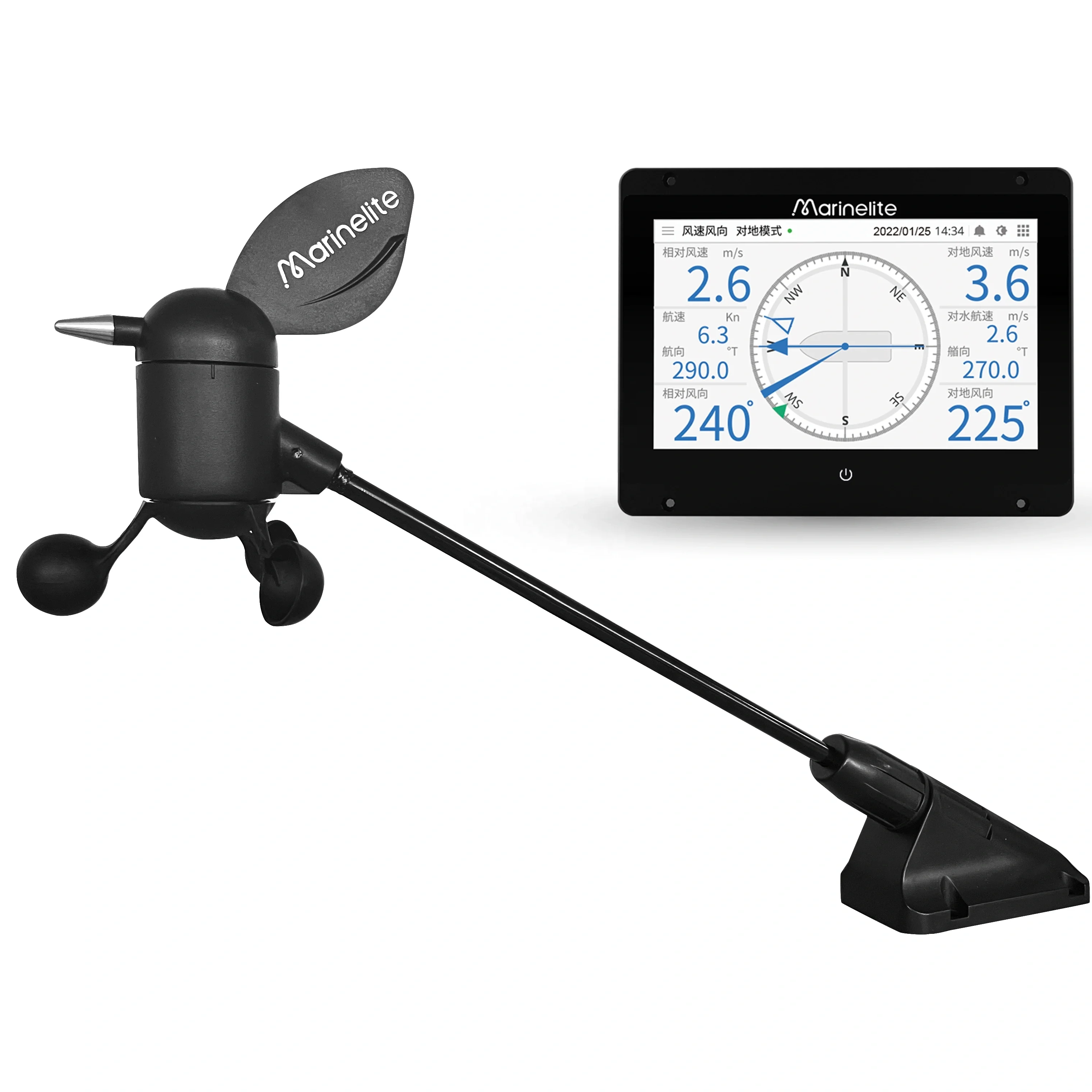 

Лопатка ветра Marinelite MI9000P и электроника морского анемометра NMEA для регистратора данных для парусных лодок в комплекте