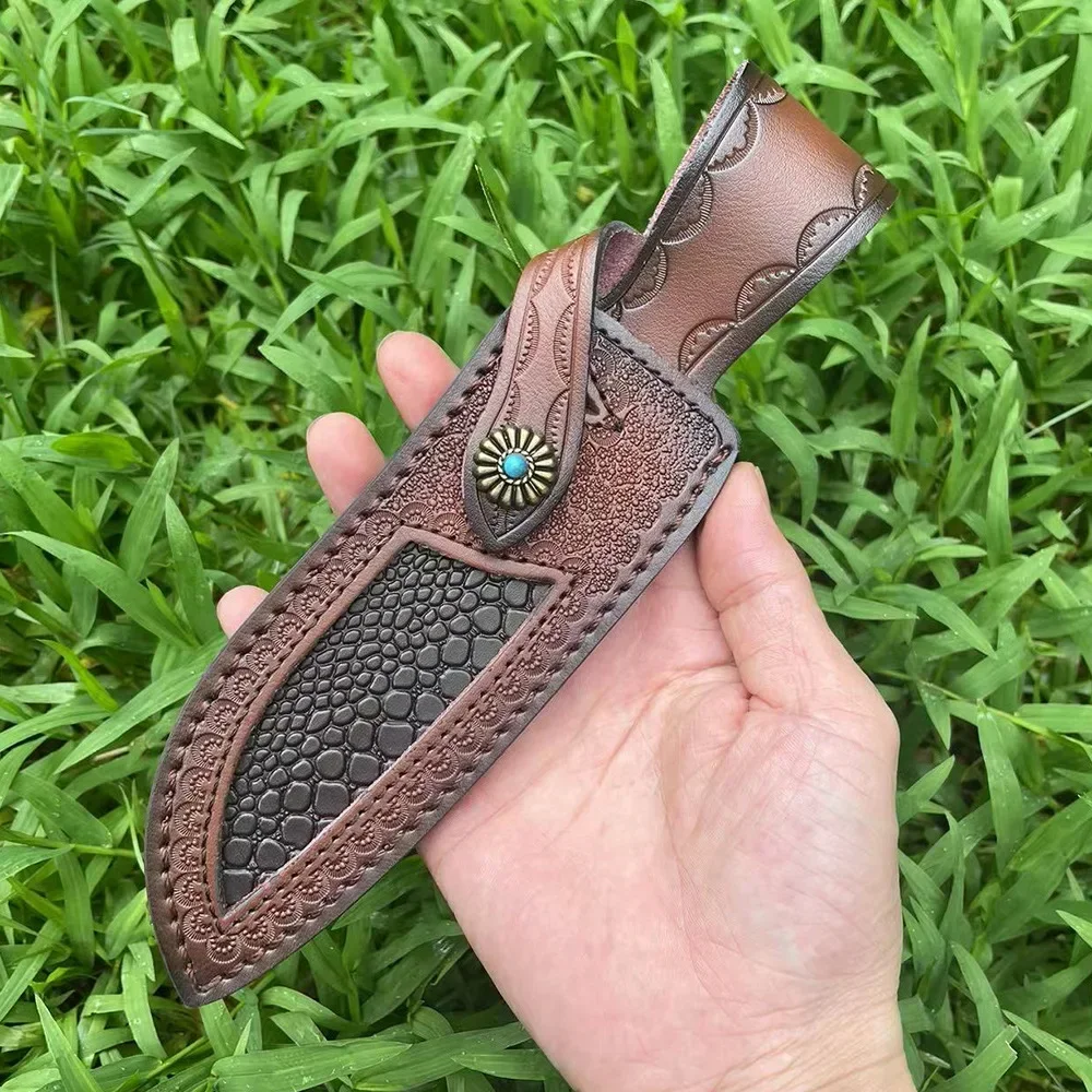 23.5cm Cowhide Fixed Knife Leather Sheath Universal Tea Knife Cover Hunting Knife Holsters Scabbard High Quality Gift For Men